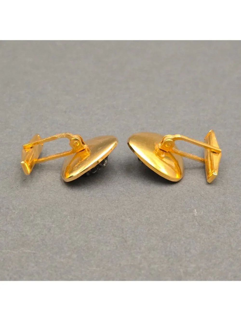 ​Vintage Spanish Damascene Conquistador Cufflinks 24K Gold Inlay Pewter Toledo